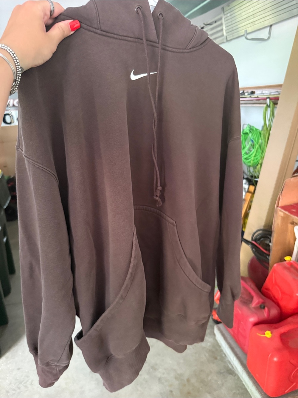 Nike Brown Pullover Hoodie with White Swoosh
